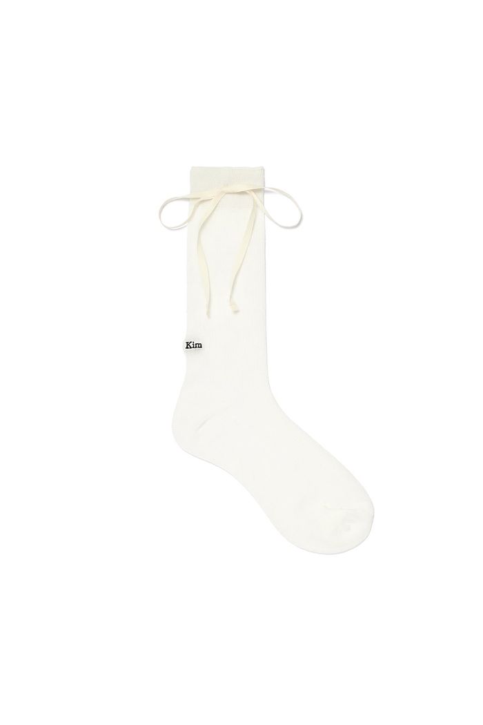RIBBON POINT CREW SOCKS IN WHITE