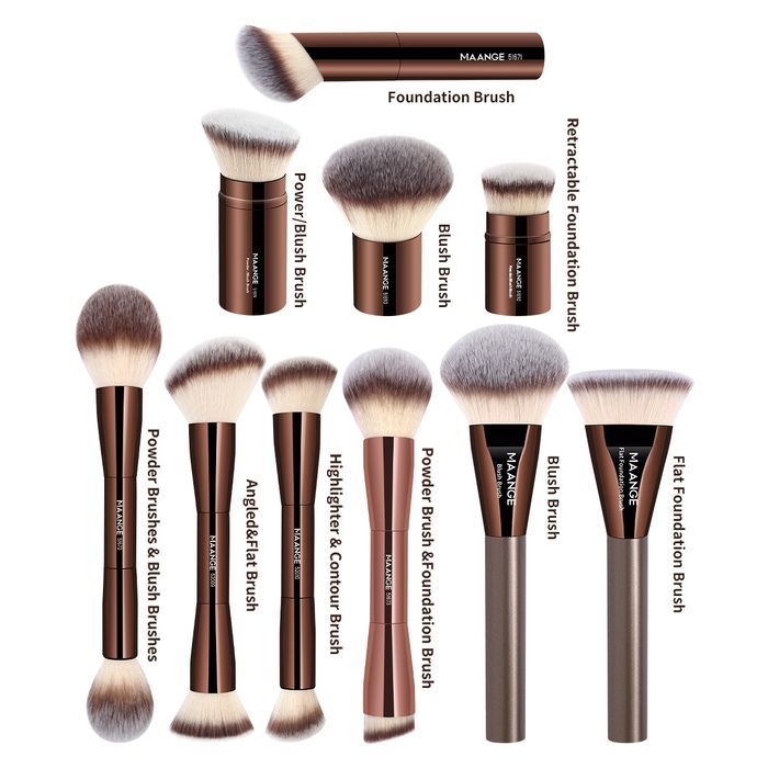 10pcs makeup brush with bag gold