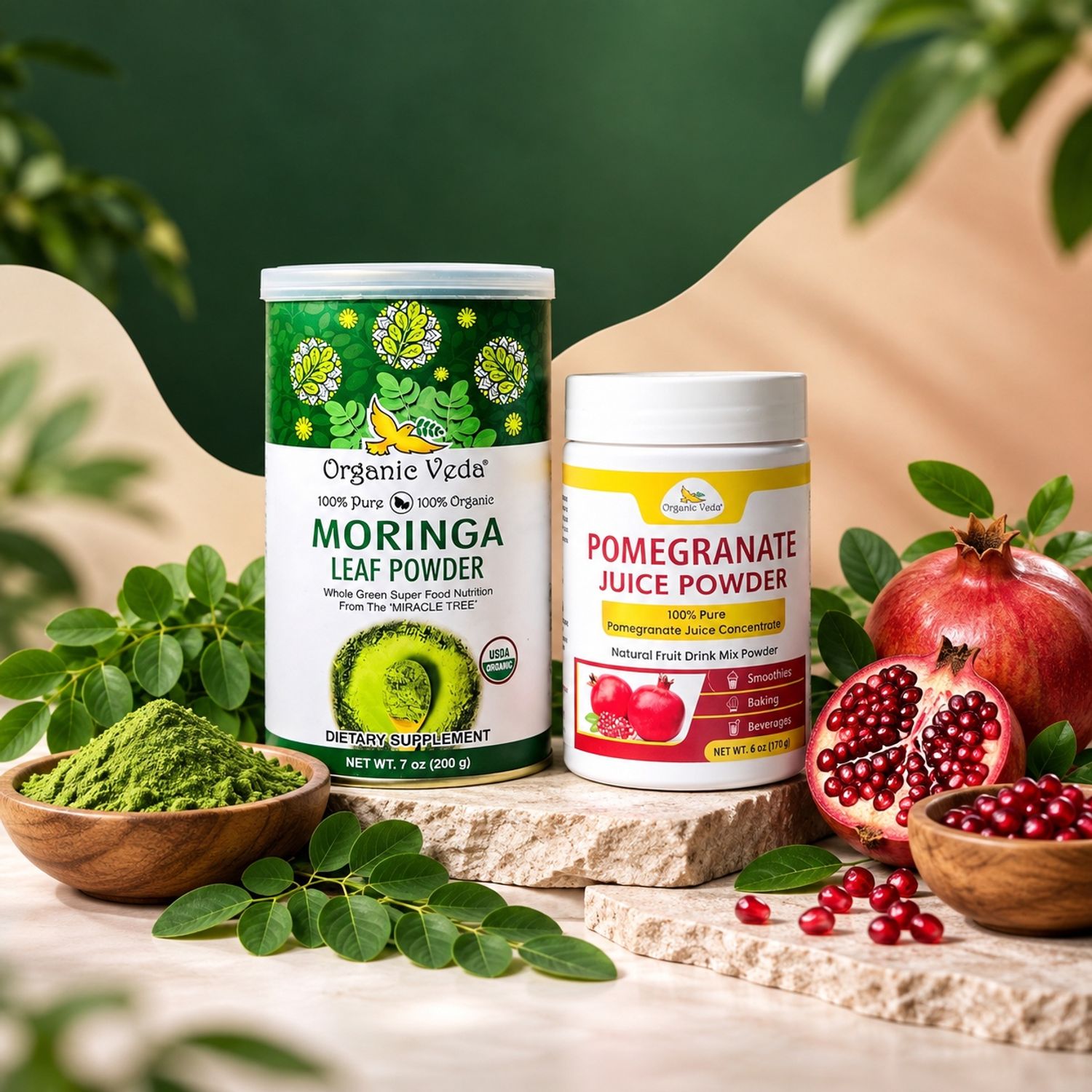 Organic Veda Moringa & Pomegranate Wellness Bundle