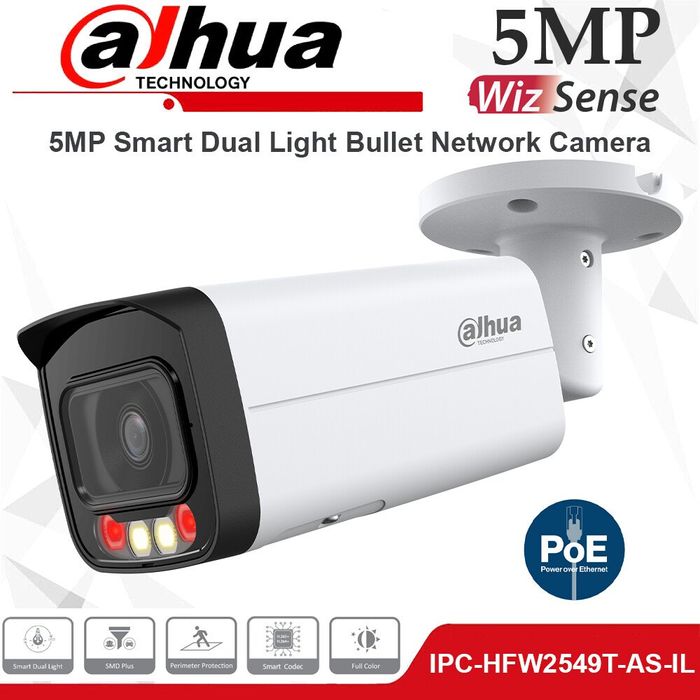 IPC-HFW2549T-AS-IL / 5MP WizSense Smart Dual Light full-color 