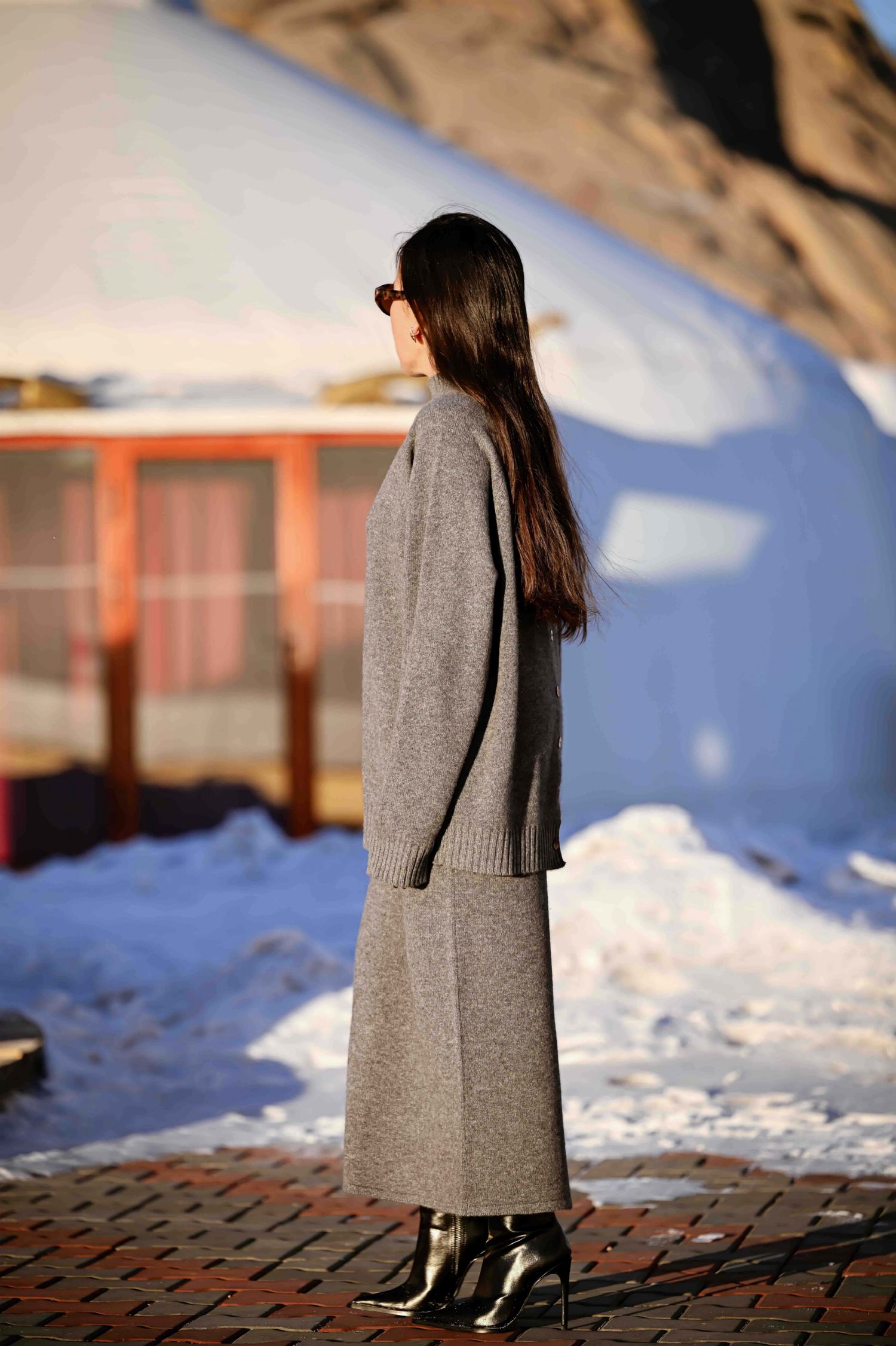 Сүндэр юбка саарал