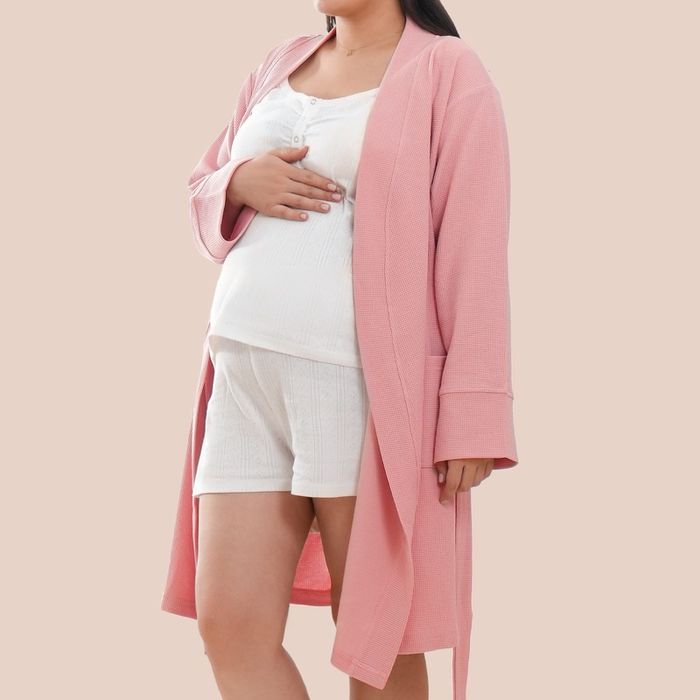 Maternity robe candy pink