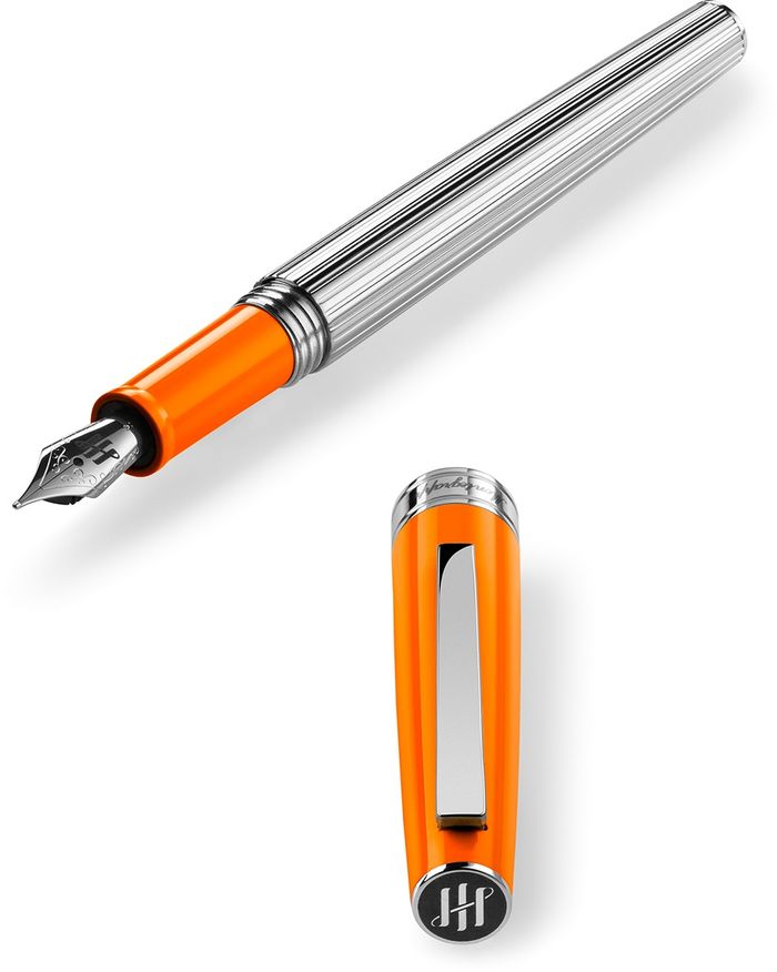 Montegrappa Armonia Duetto Fountain Pen, Steel, Orange Medium