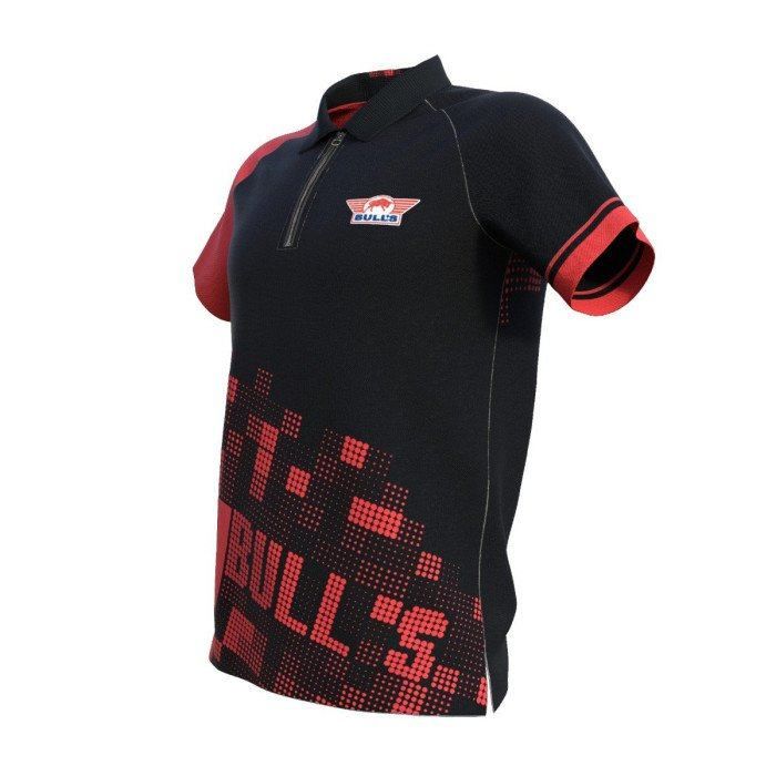 BULL'S Plain Black Red Dart Polo
