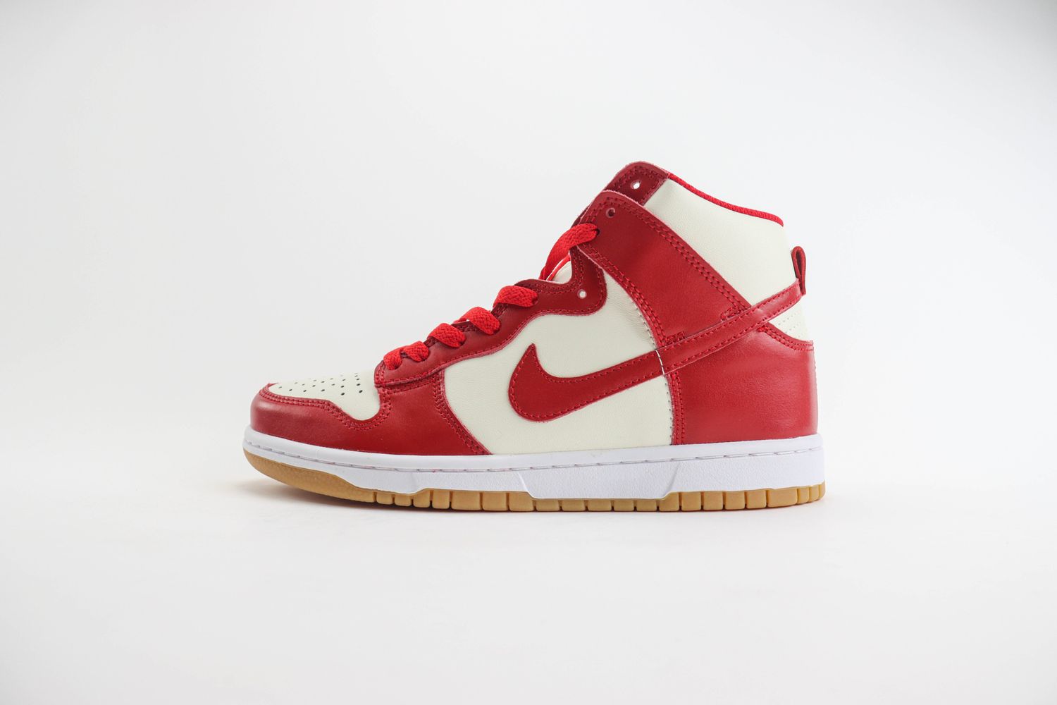 Nike Dunk High Retro Sail Gym Red Gum Bottom 