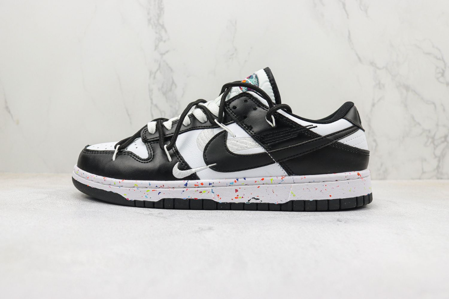 Custom Nike Dunk Low ‘Multiple Swooshes’ Black White