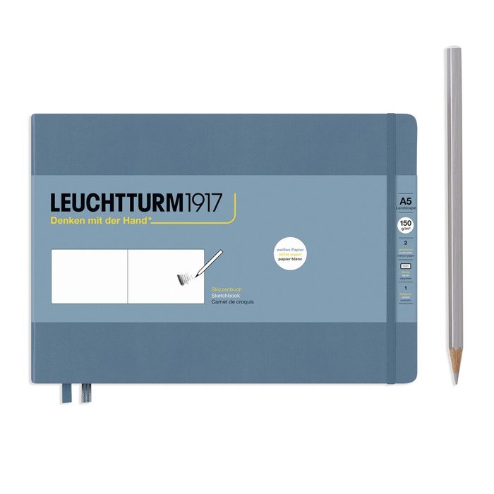Stone Blue, Sketchbook Medium Landscape (A5), 112 pages, 150g/m² paper, plain 