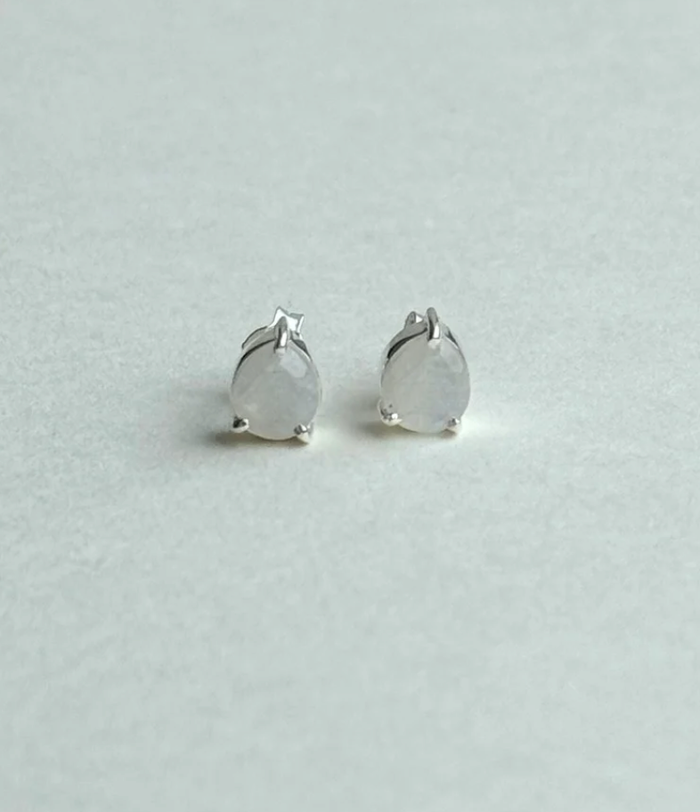 Water drop Moonstone stud earrings