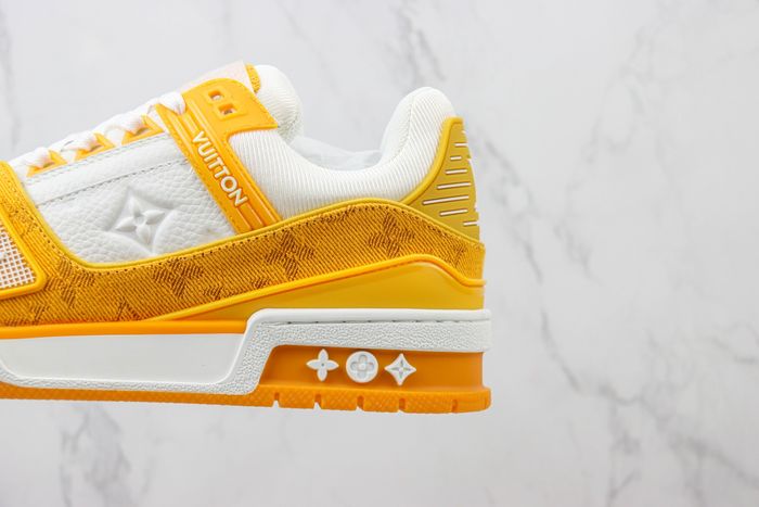 Louis Vuitton Trainer Yellow Monogram Denim White