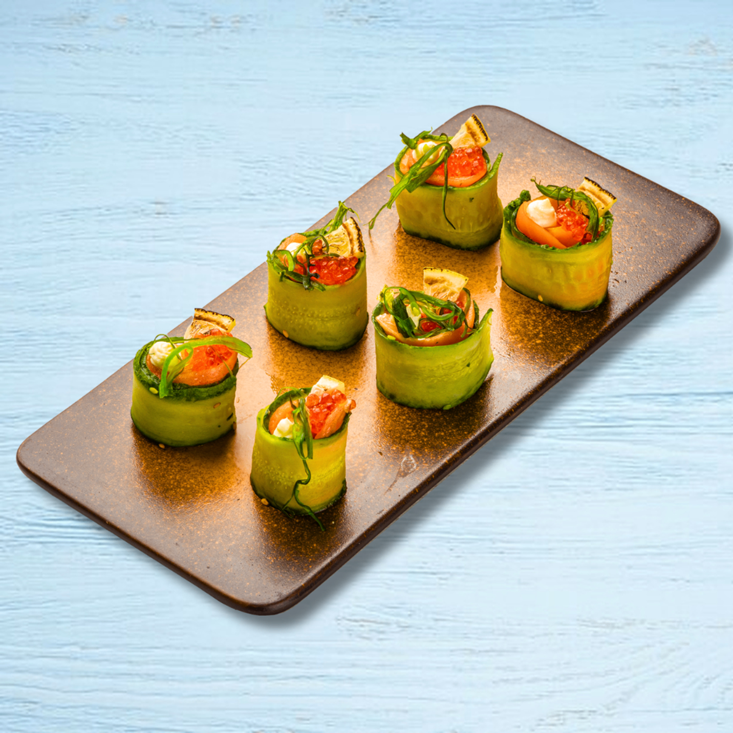 Smoked salmon cucumber roll