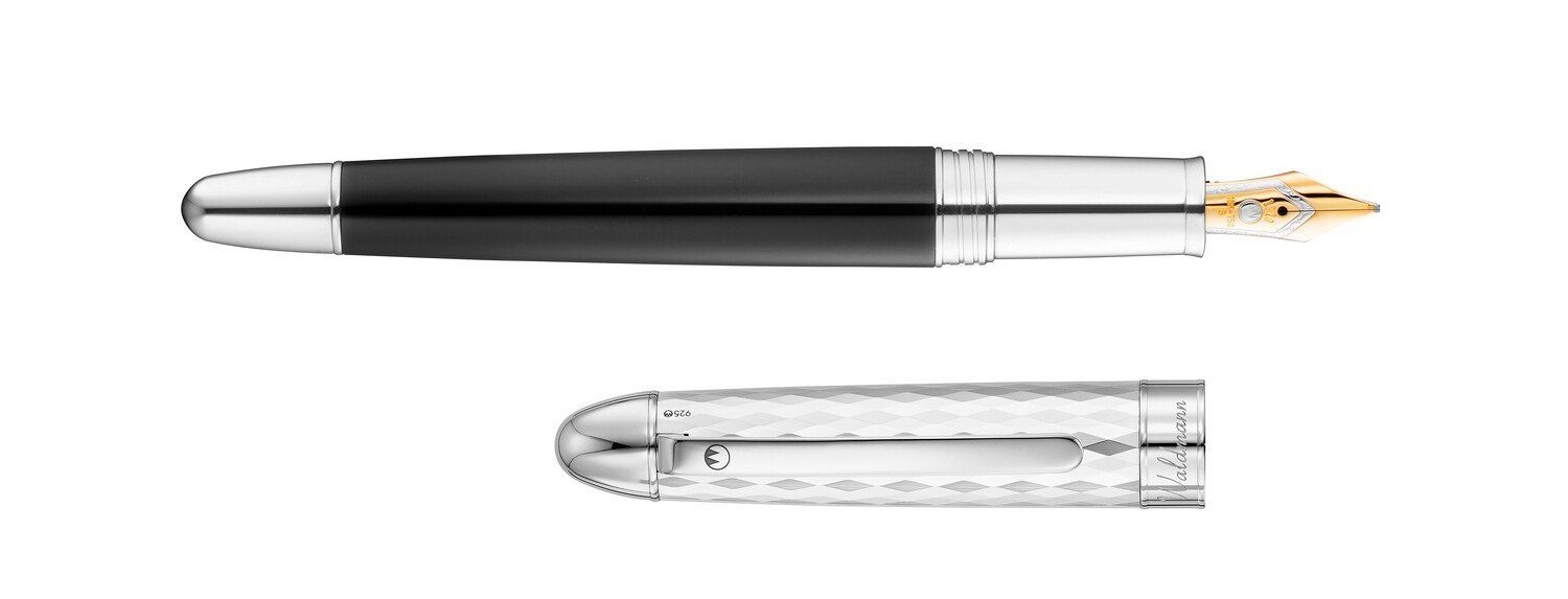 Waldmann Précieux black lacquered diamond pattern 18K gold nib