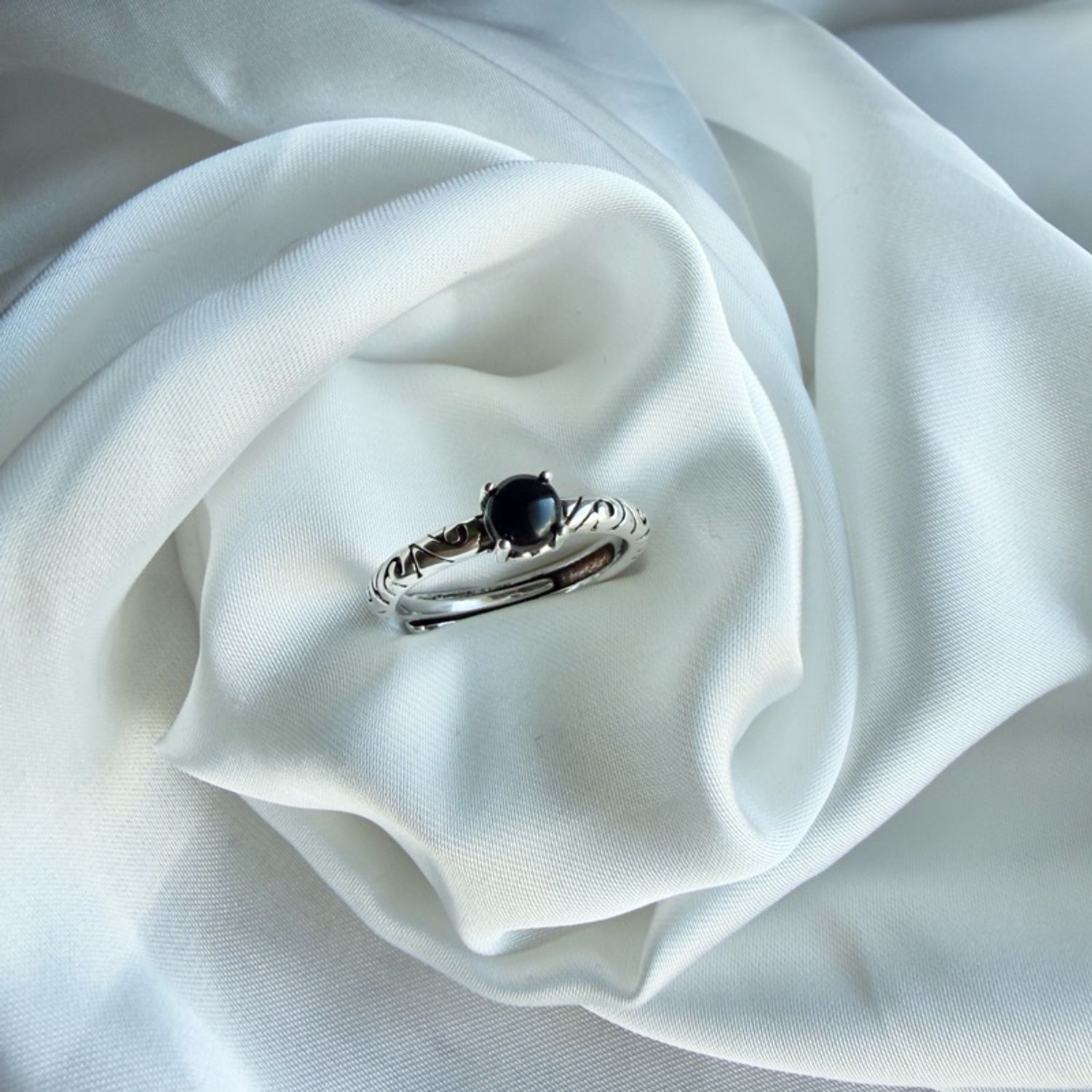 Black Obsidian S925 Silver ring | Бөгж