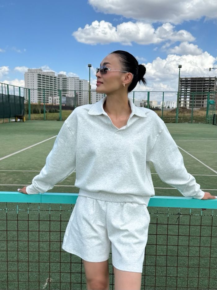 Classic polo set- heather gray