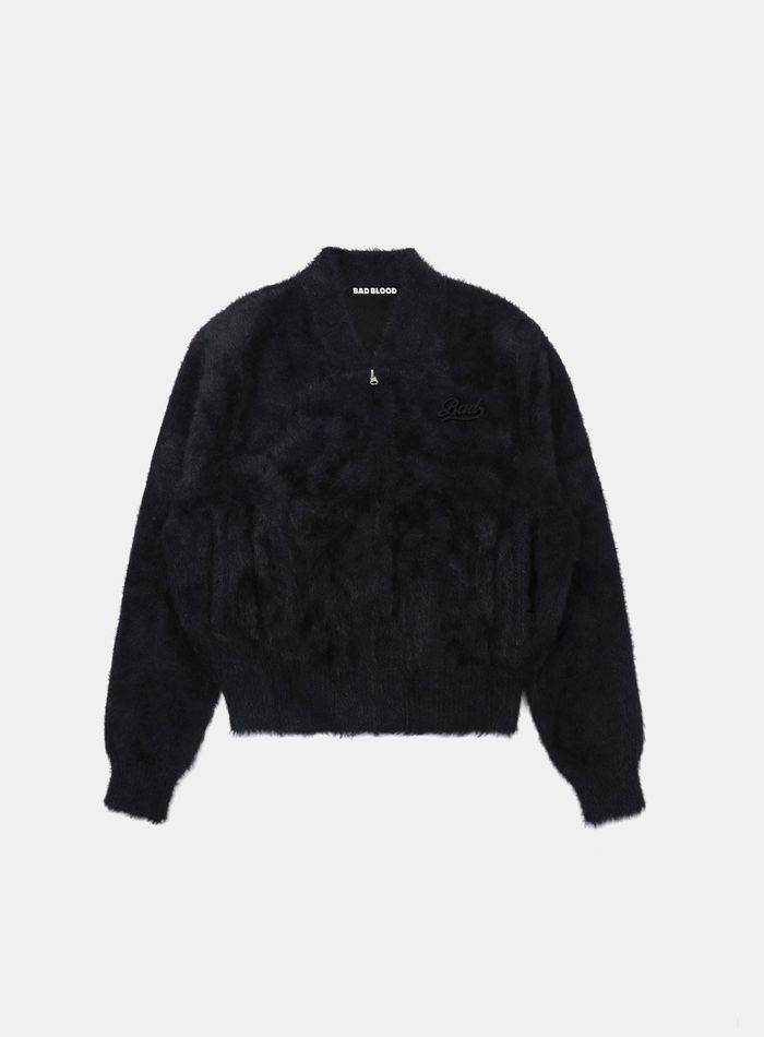 BS Mohair Zip Up Jacket - Black