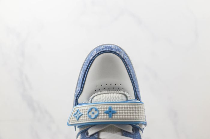 LV Trainer Velcro Strap 'Light Blue Monogram Denim'