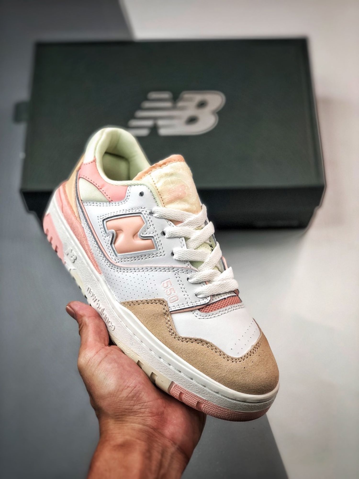 New Balance 550 “White Pink/Varsity Gold”