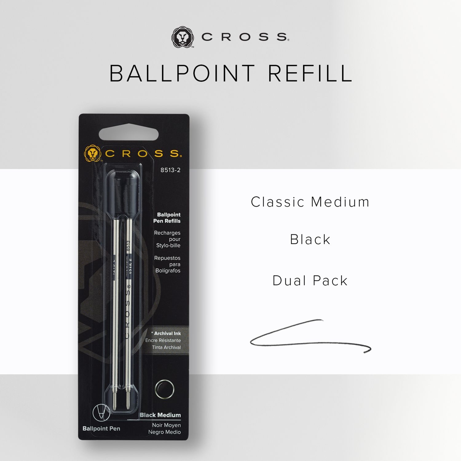 Ballpoint Pen Refill - Black - Medium -Dual Pack