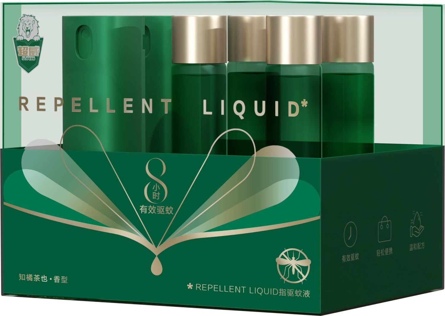 SUPERB Шумуул үргээгч нүүр, биеийн цацлагын запастай багц, 10мл*6ш