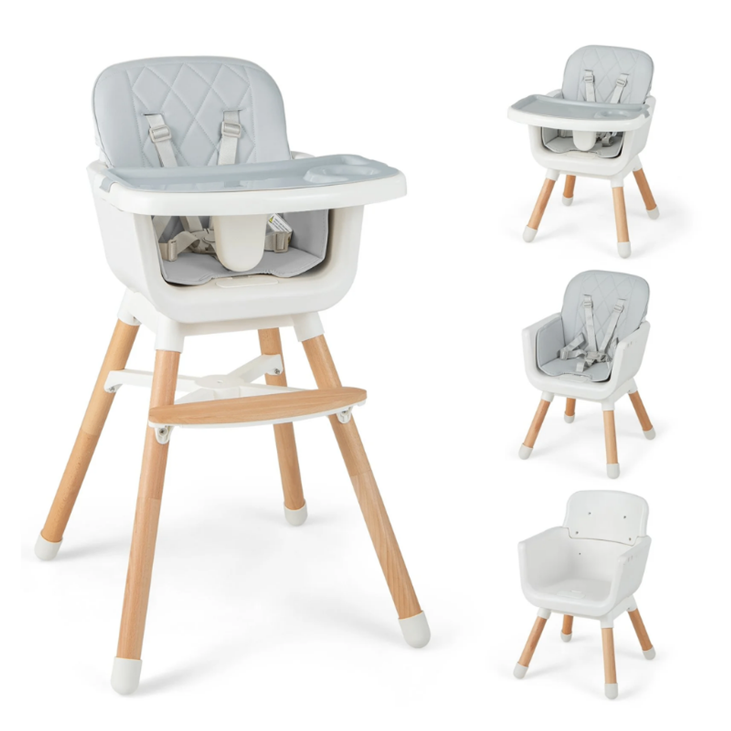 Модон хоолны ширээ, 6+ сар - Grey