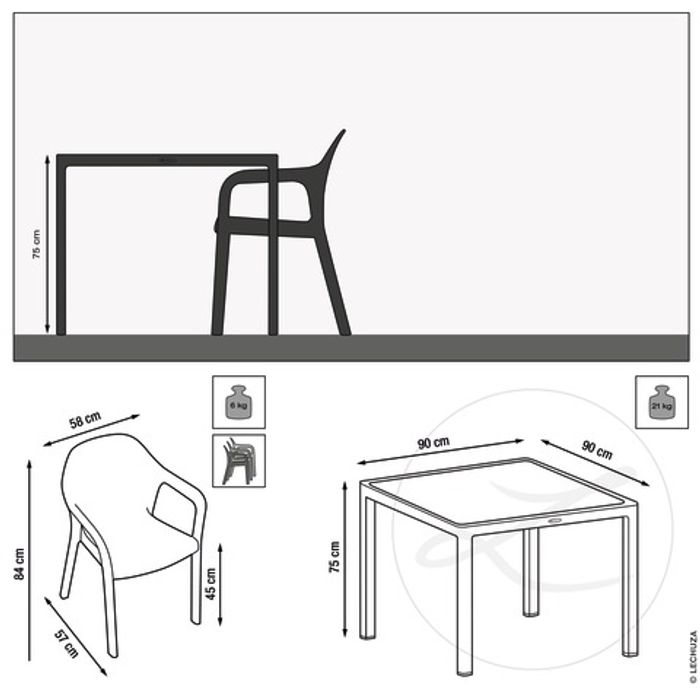 LECHUZA-dining table 90x90