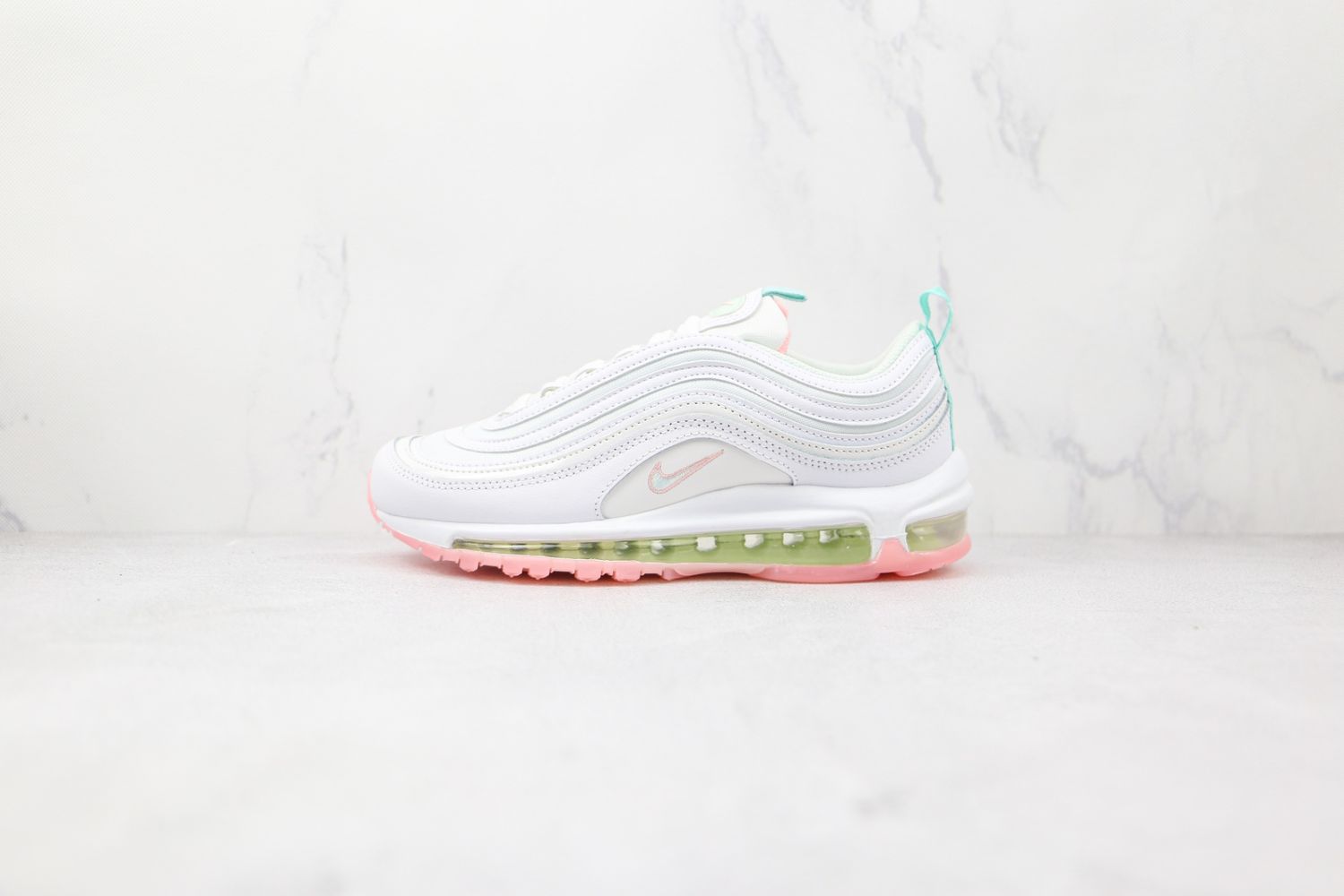 Womens Nike Air Max 97 White Barely Green Pink Shoes 