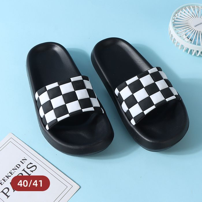 Checkerboard Slide Slippers for Ladies (Black 40/41)