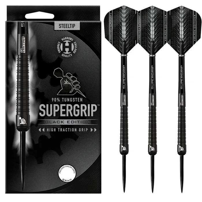 HARROWS Supergrip 90% Black Edition Steel Tip Darts