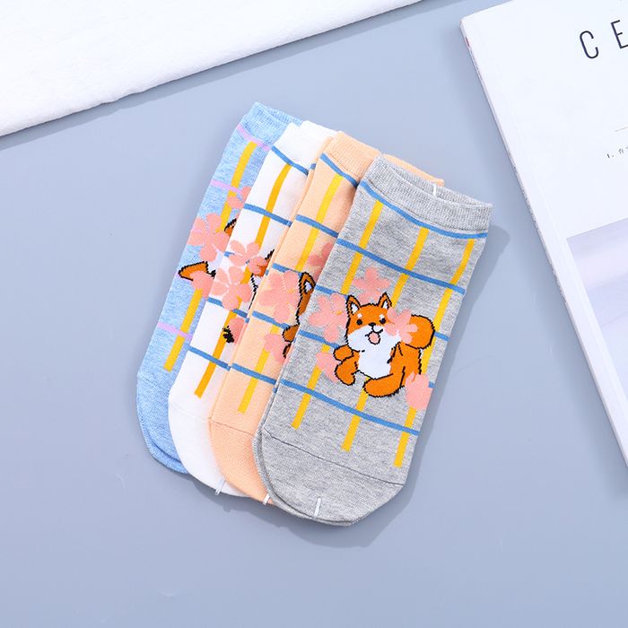 Shiba Inu Checks Series Socks for Ladies