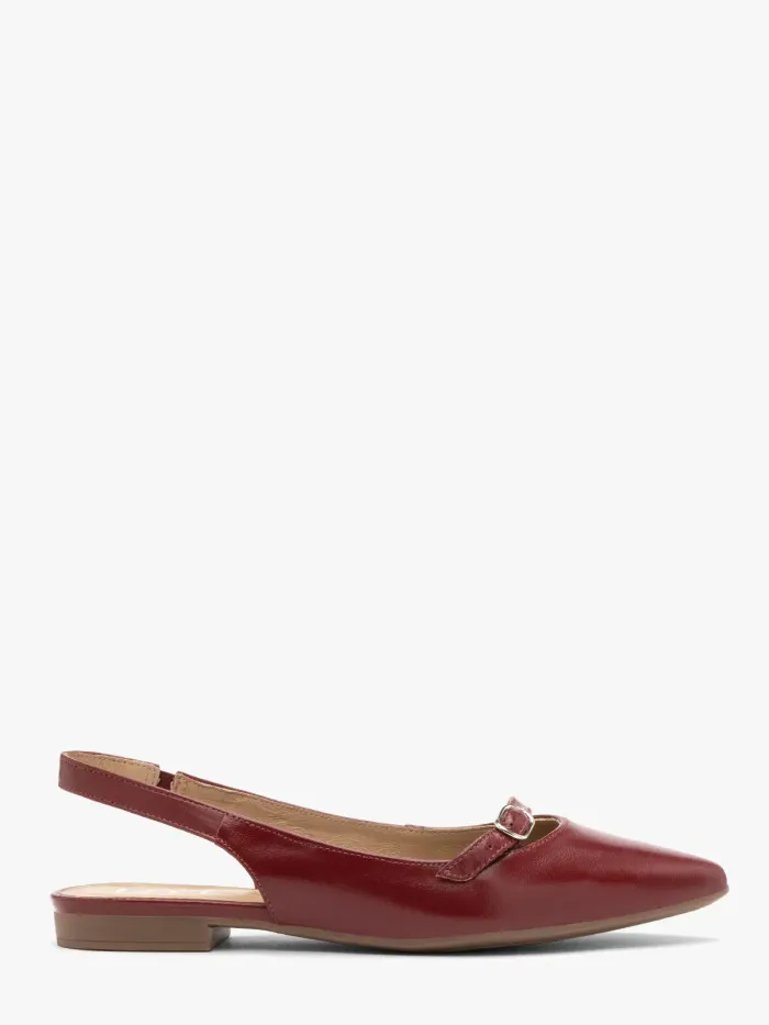 Burgundy open-heel ballet flats