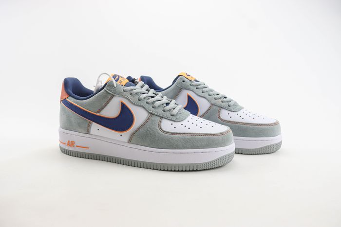 Nike Air Force 1 07 Low White Cool Grey Navy Blue Orange