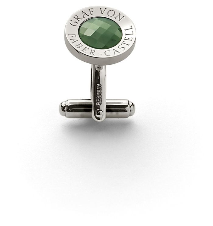 Graf von Faber-Castell Cufflinks round platinum-plated with faceted jade