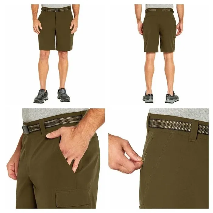 Orvis Men's Cargo Shorts Flat Front Comfort Waist Belt Lightweight Green, Size 34