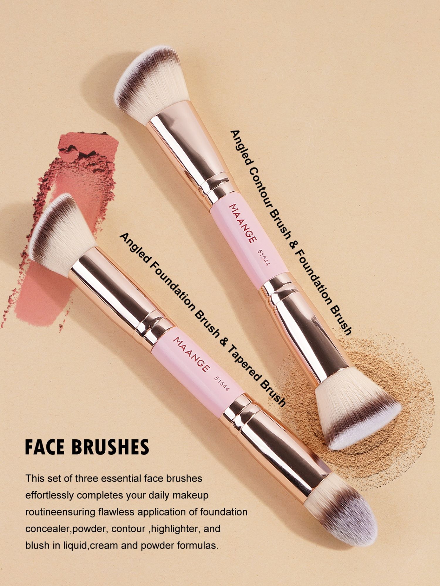 4pcs makeup brush- pink gold