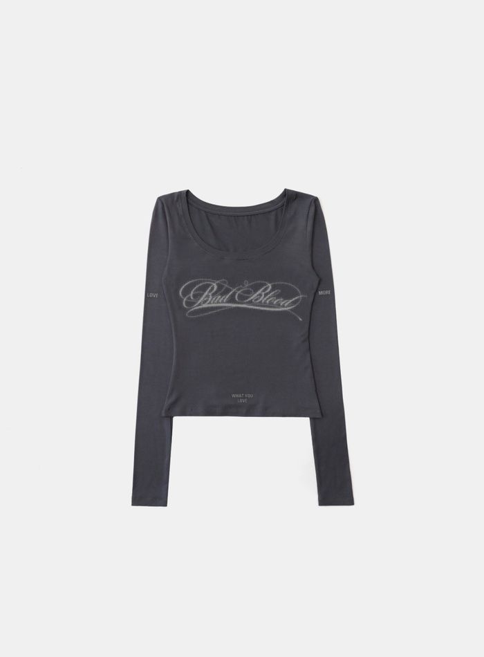 Dark Classic Scoop Neck Long Sleeve - Charcoal