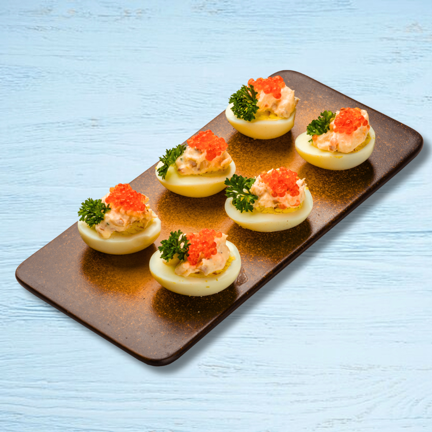 Egg & tuna caviar bite