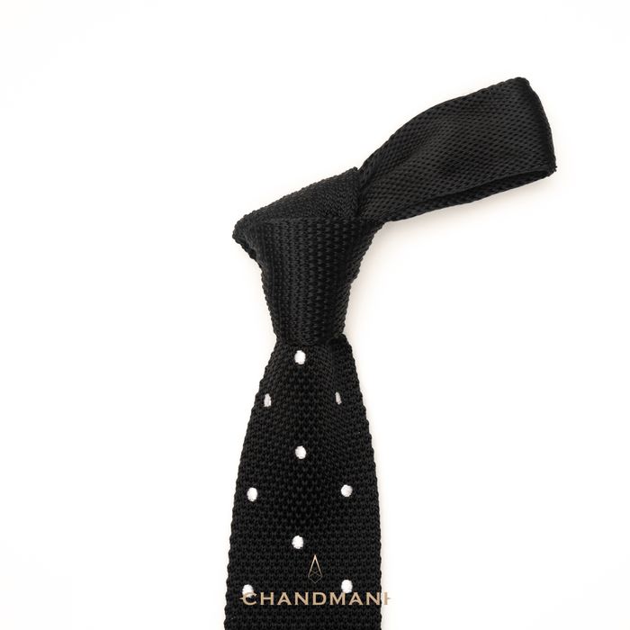 Tipped Knit Black Polka