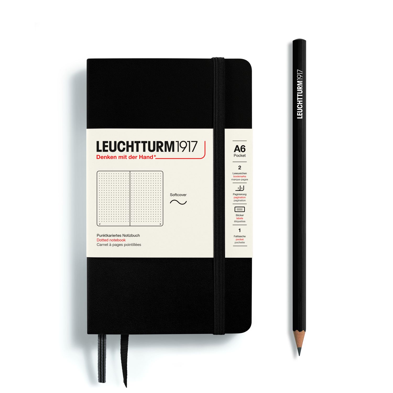 Black, Softcover, Pocket (A6), 123 p., dotted