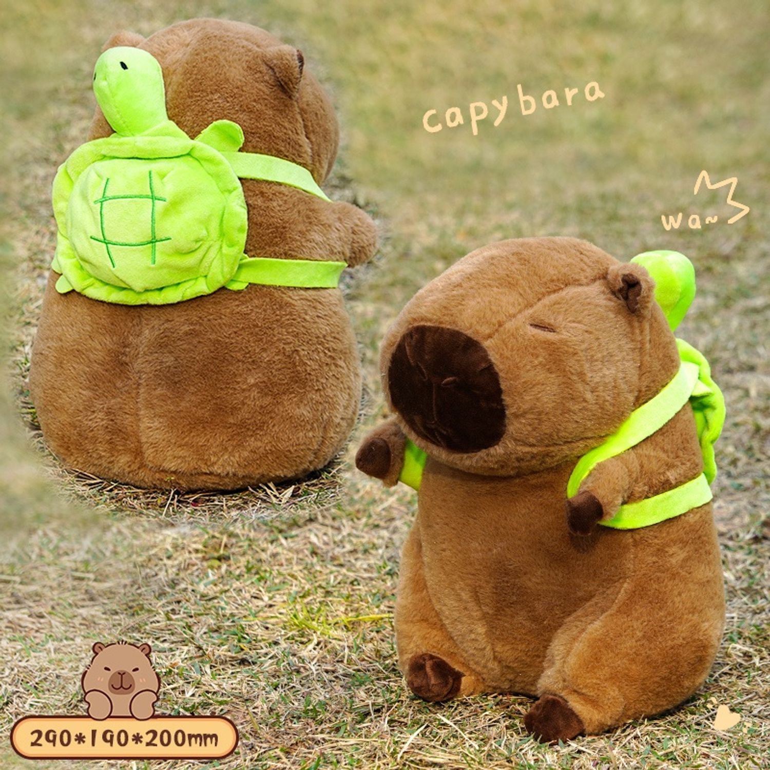 Turtle Backpack Capybara Plush Doll (M) (30cm)