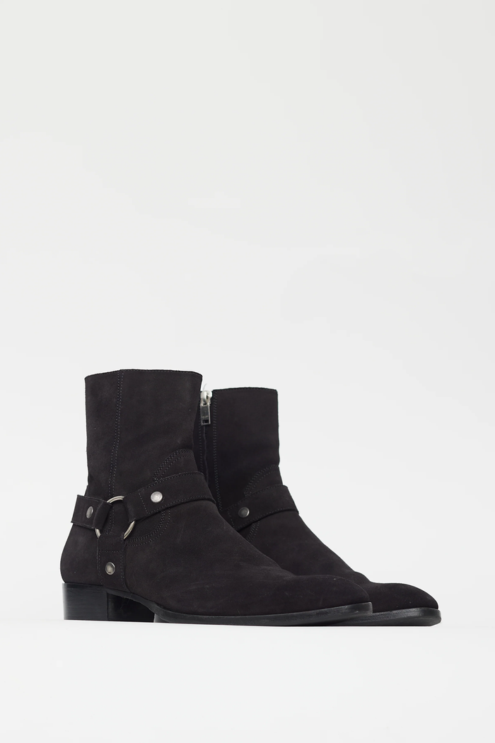 SaintLaurent Wyatt Harness Boots Leather
