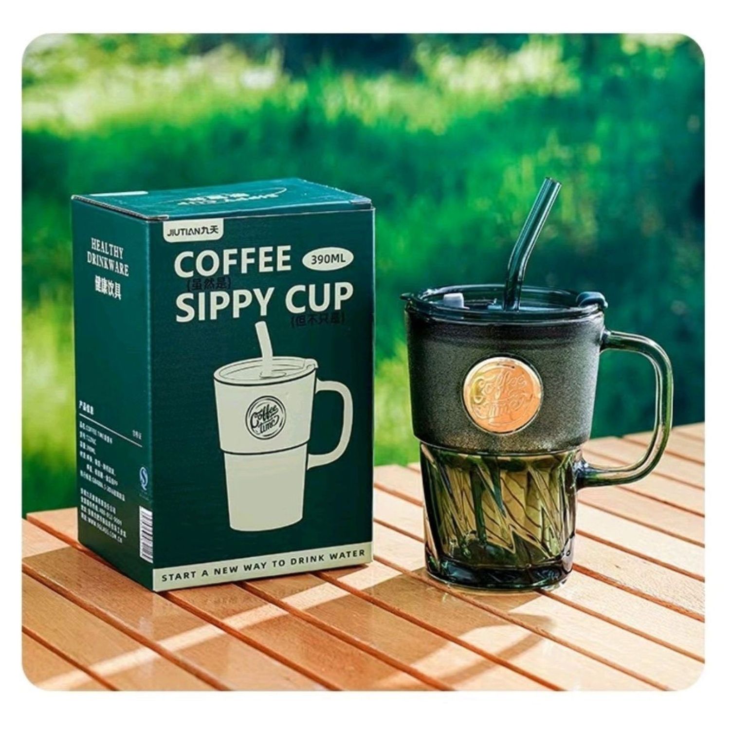 Шилэн аяга бариултай ногоон 