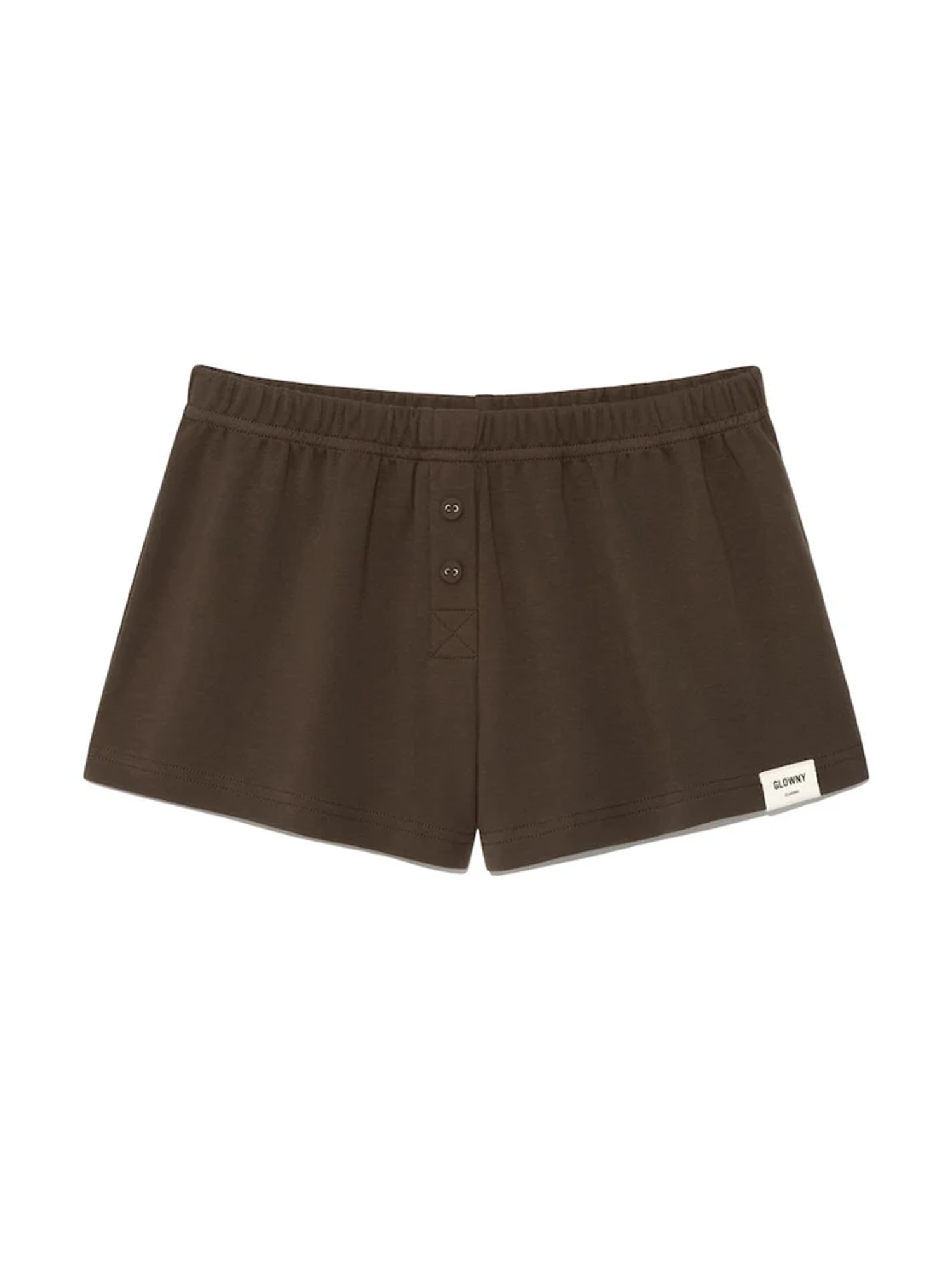 BUTTON FLY MINI SHORTS - CHOCO