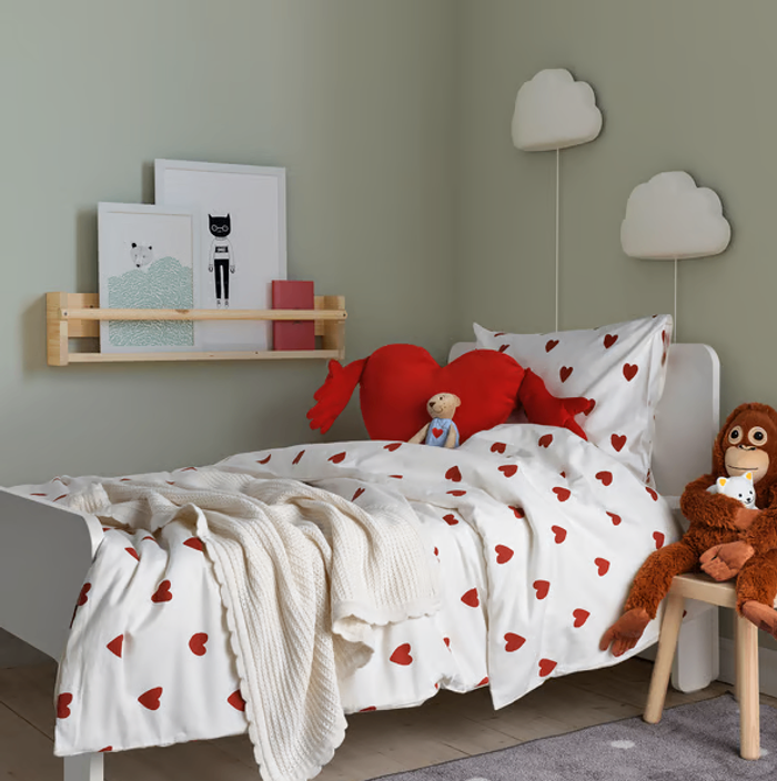 ikea Barndrom-Тод улаан зүрхэн хээтэй даавуу