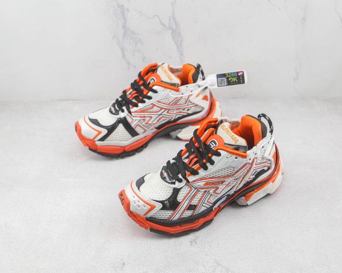 Balenciaga Runner Trainers In White - Orange And Black Mesh