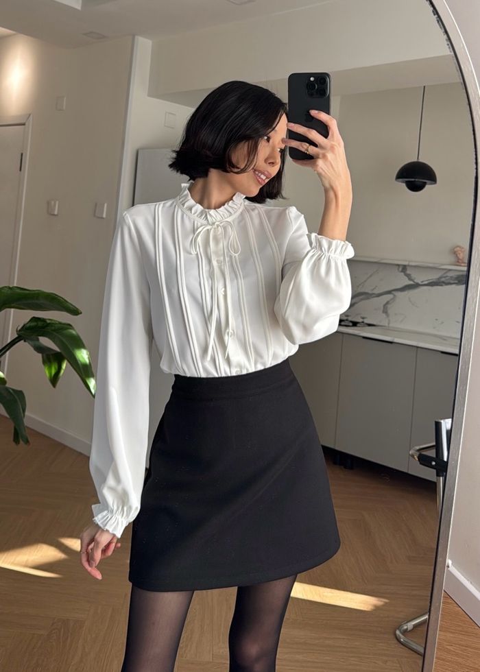 A-line Wool Skirt /Black/