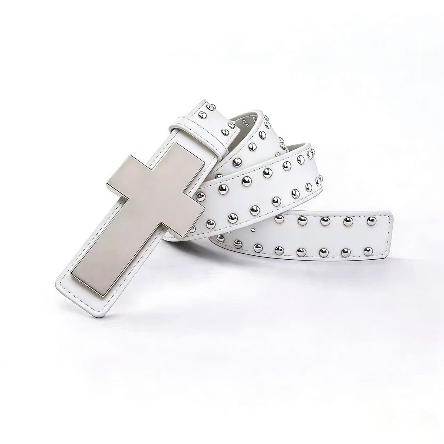 Leather belt white