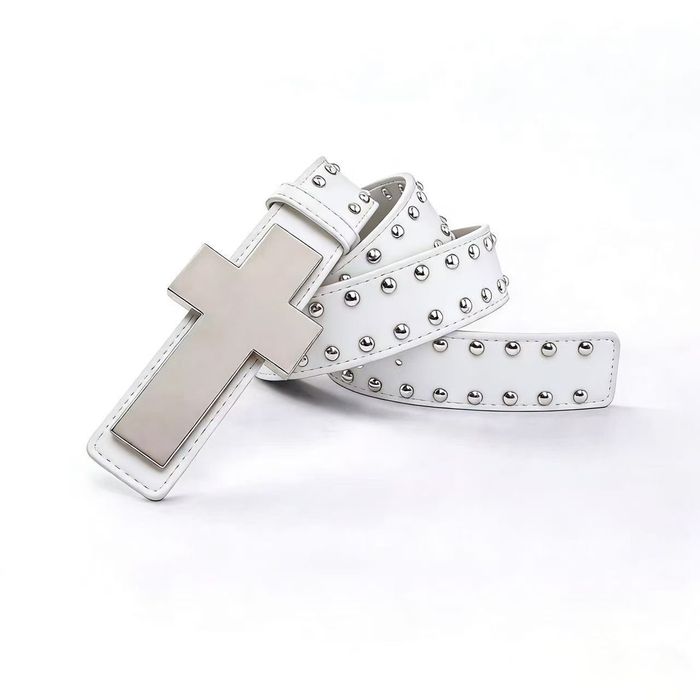 Leather belt white