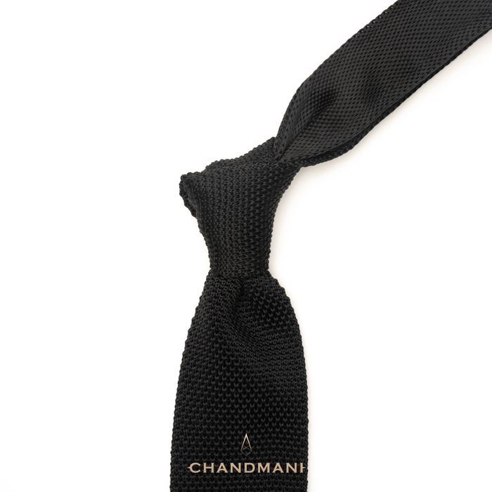 Tipped Knit Black Tie