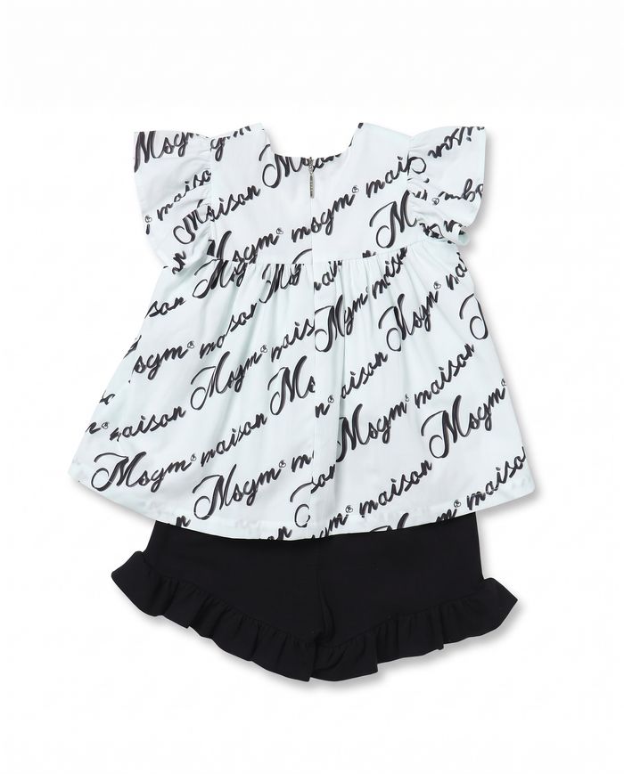 SET POPLIN TOP, JERSEY SHORT