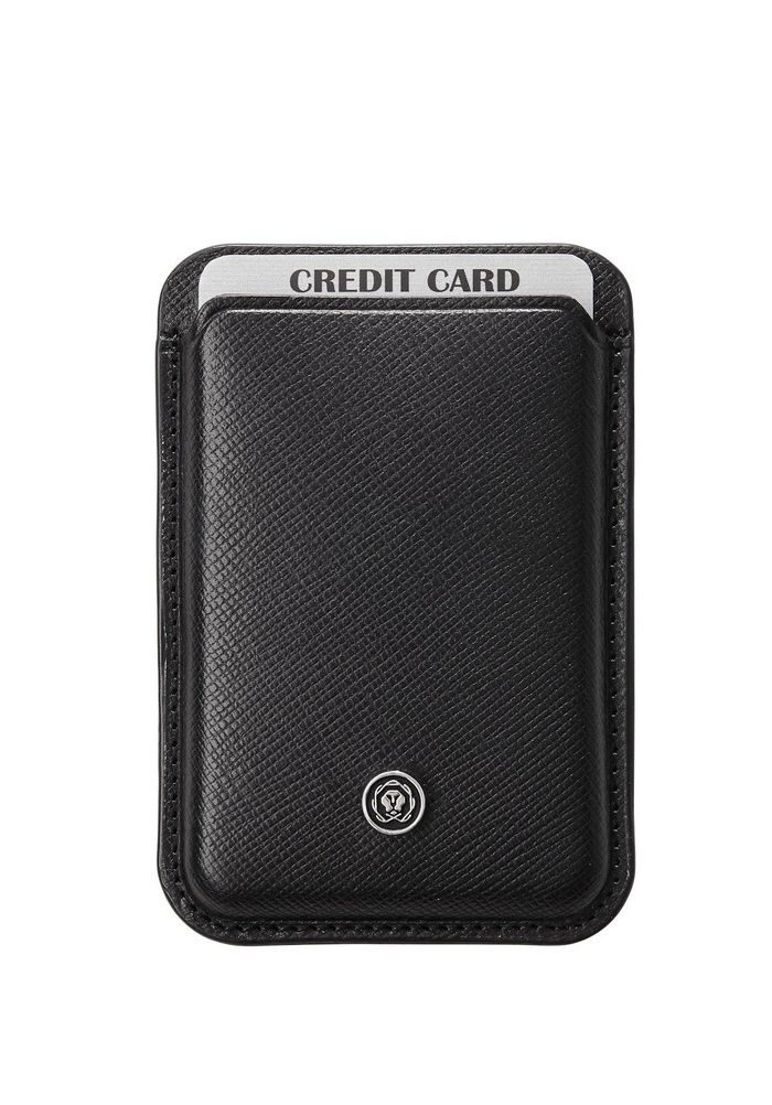 Classic Black Leather Magnetic Card Holder