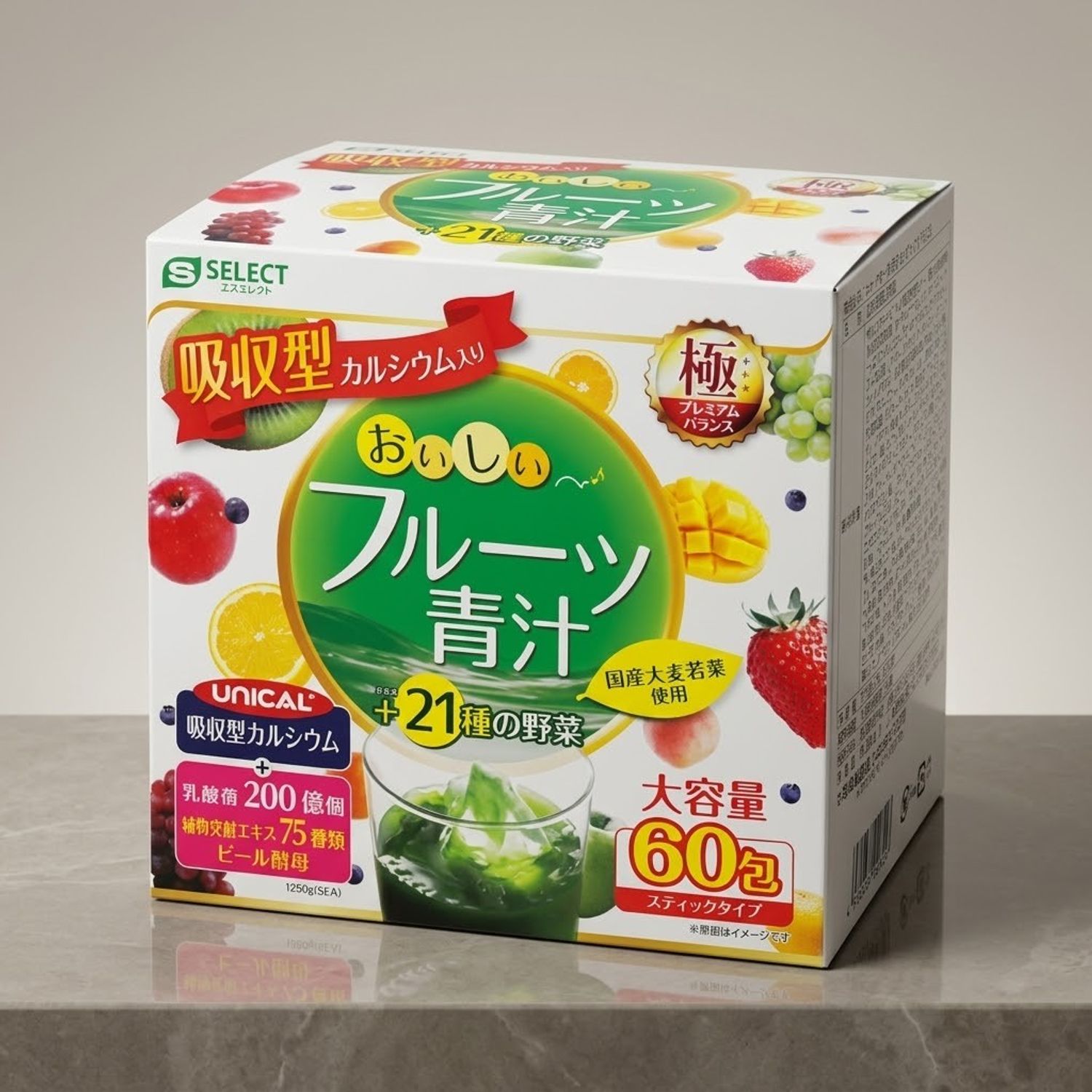 S-Select ногоон шүүсний нунтаг, жимсний амттай 60 уут (Fruits)